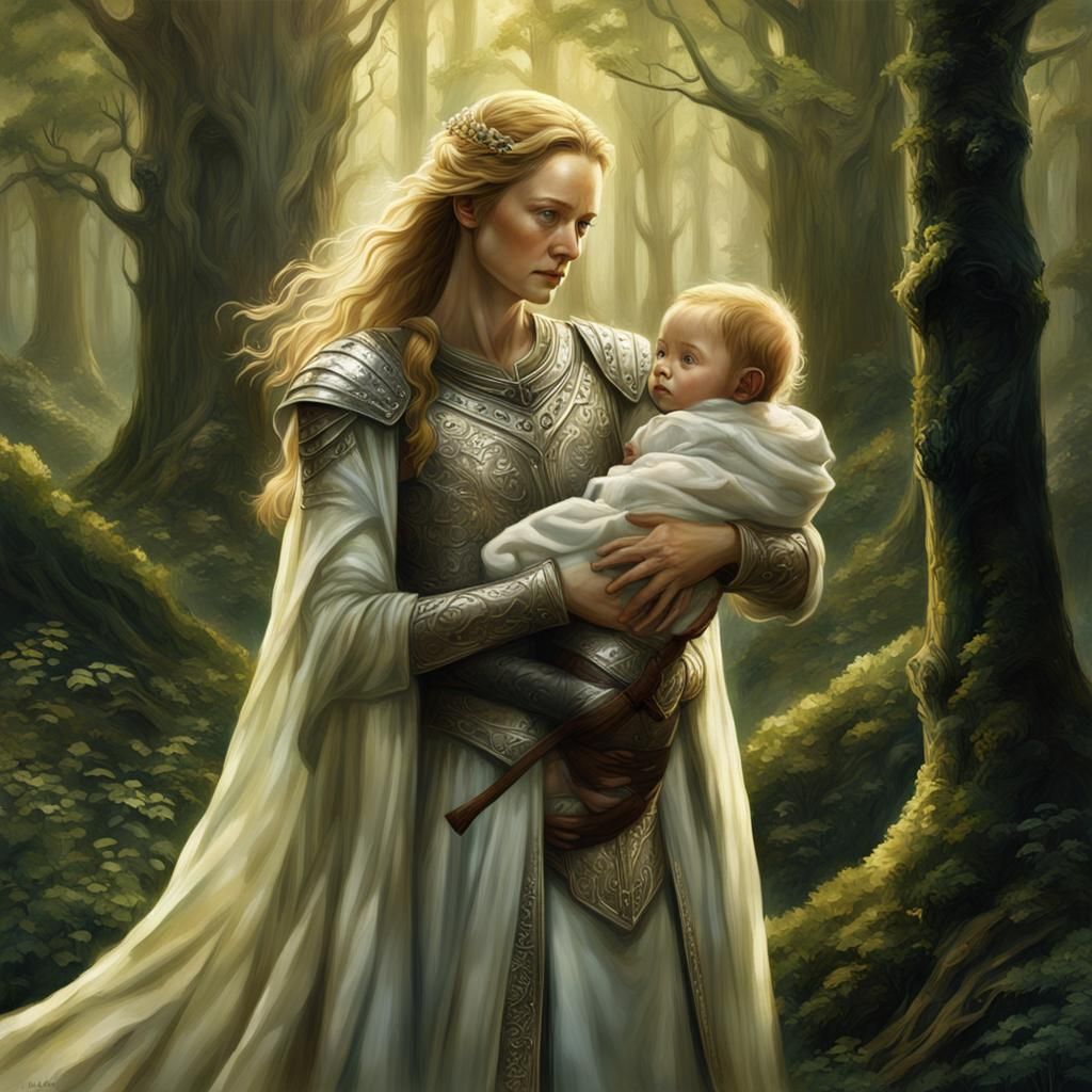 Eowyn and Her Son in John Howe Style