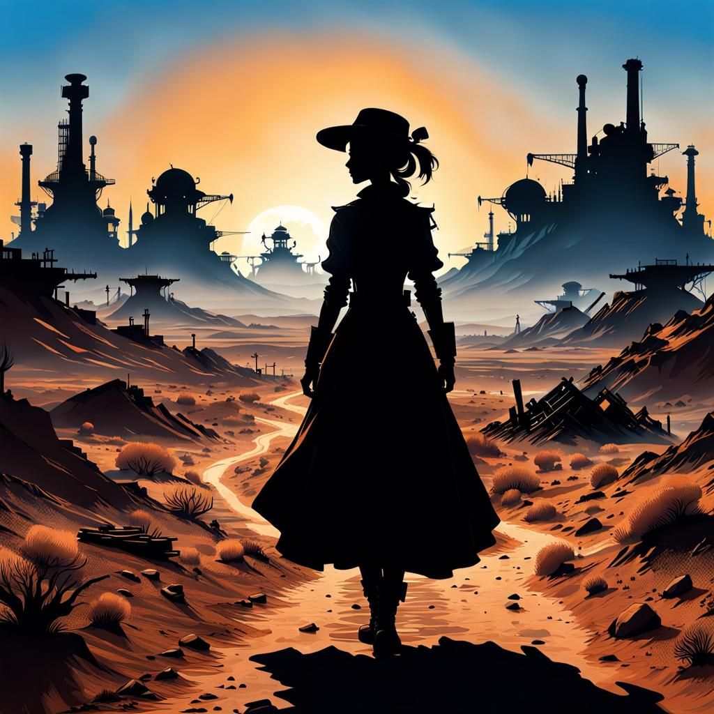 Wasteland Wanderer Silhouette in Weber Style