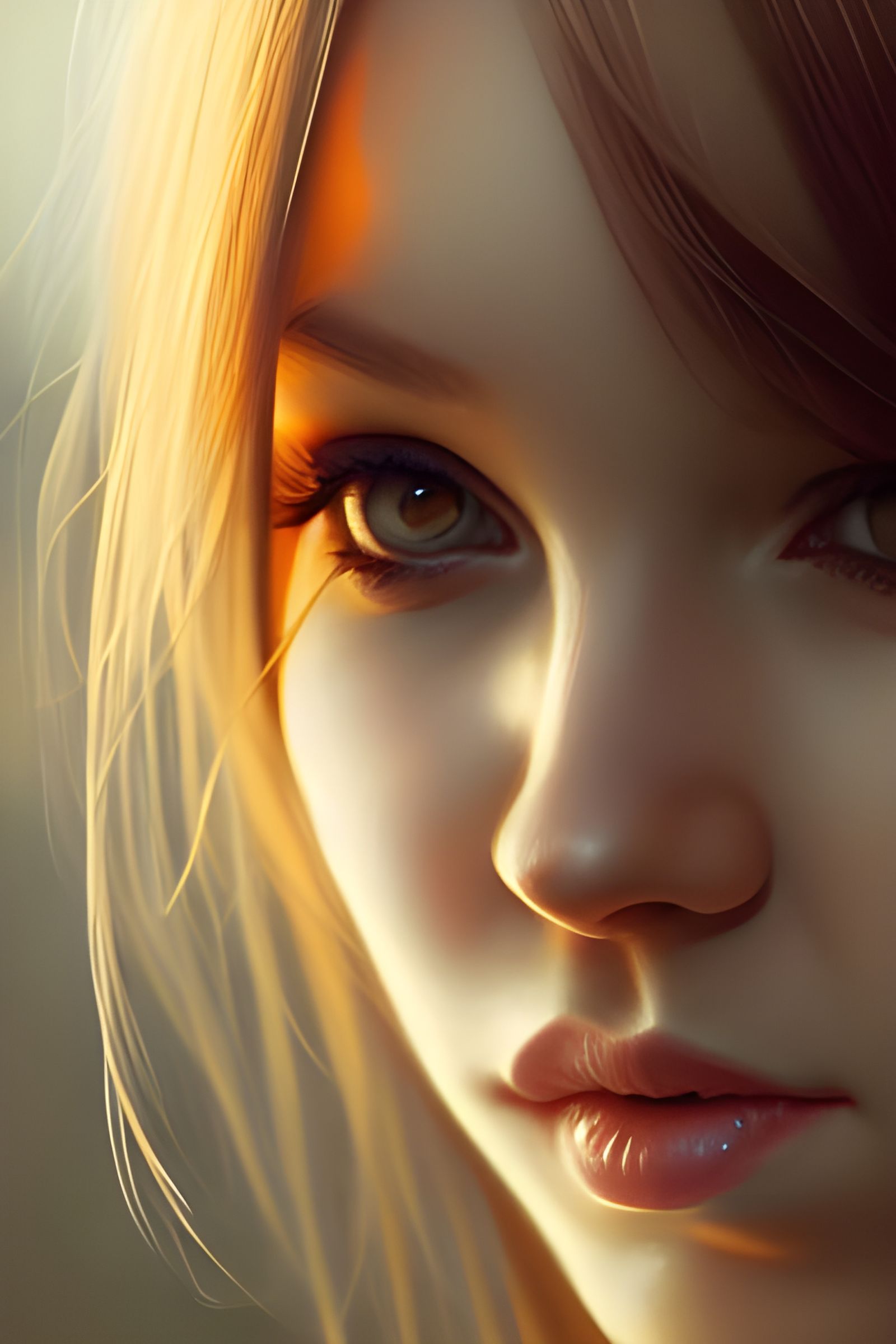 Sinister Beauty: Golden-Haired Girl with Creepy Smile