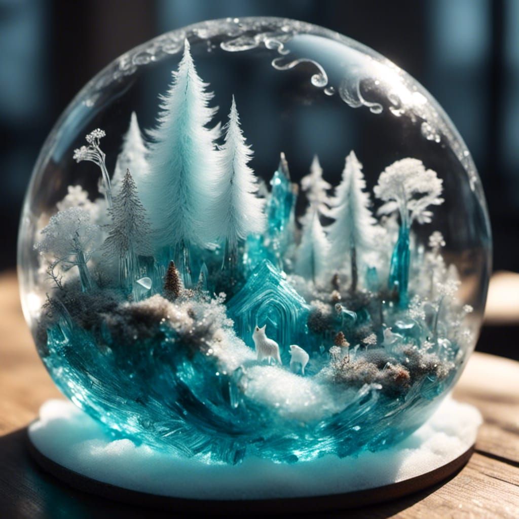 Bioluminescent World Encased in Crystal Globes