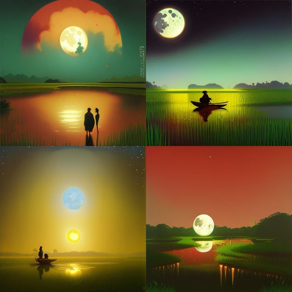 two moons over a rice paddy - Inpainting 2.1