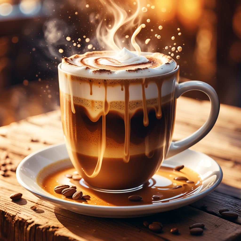 Inviting Steaming Mocha in Vibrant Digital Art