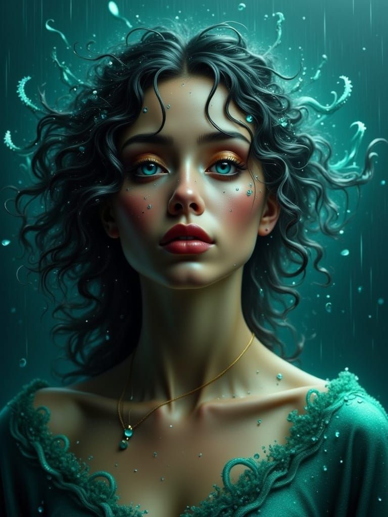 Ethereal Goddess in Iridescent Hues