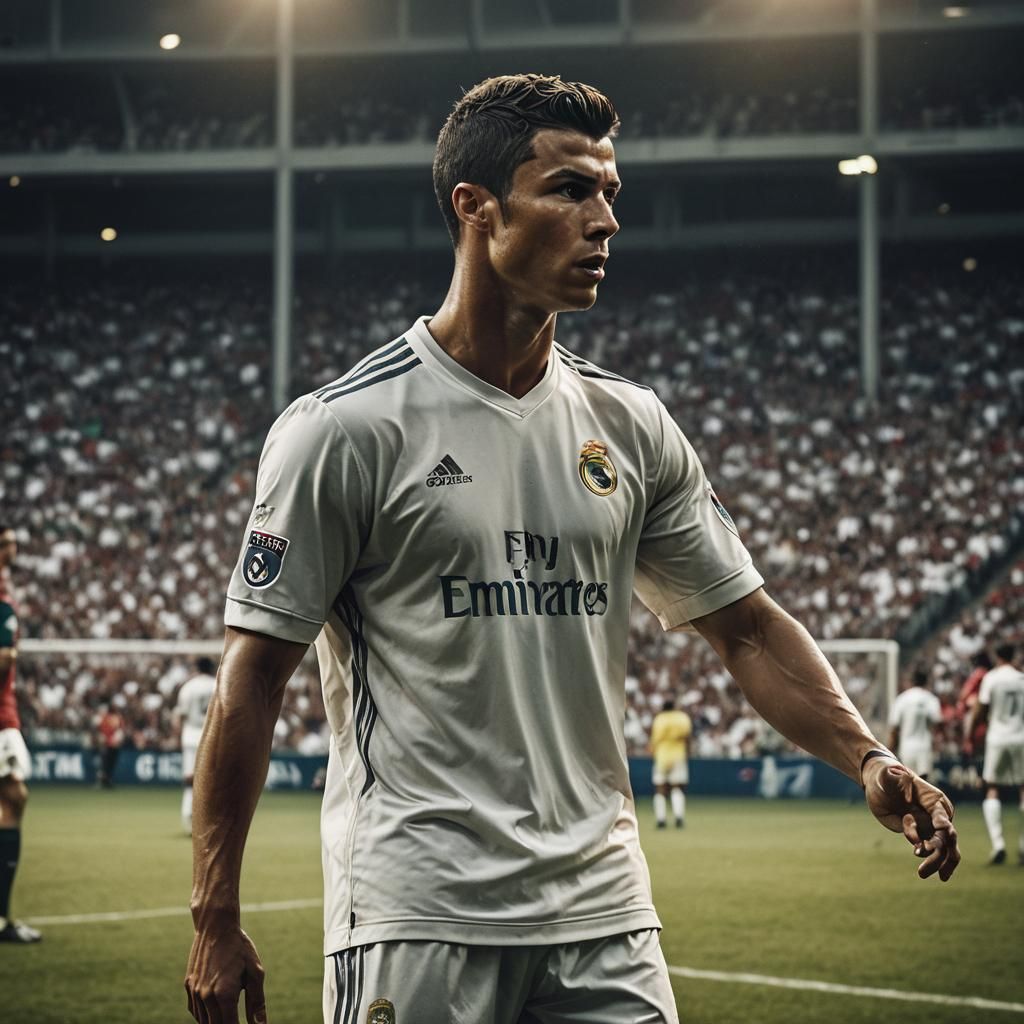 Cristiano Ronaldo on the Field in Real Madrid Jersey
