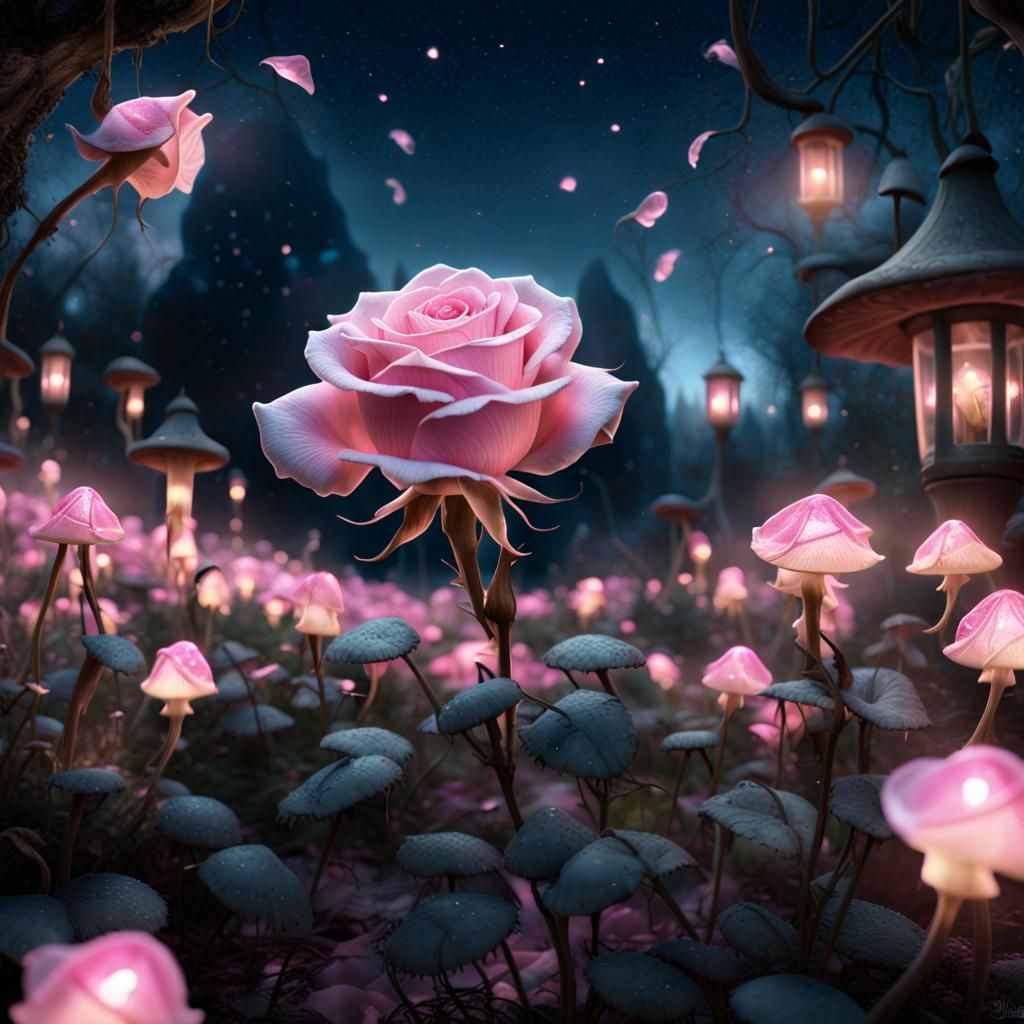 Pink Crystal Rose in Dreamy Garden