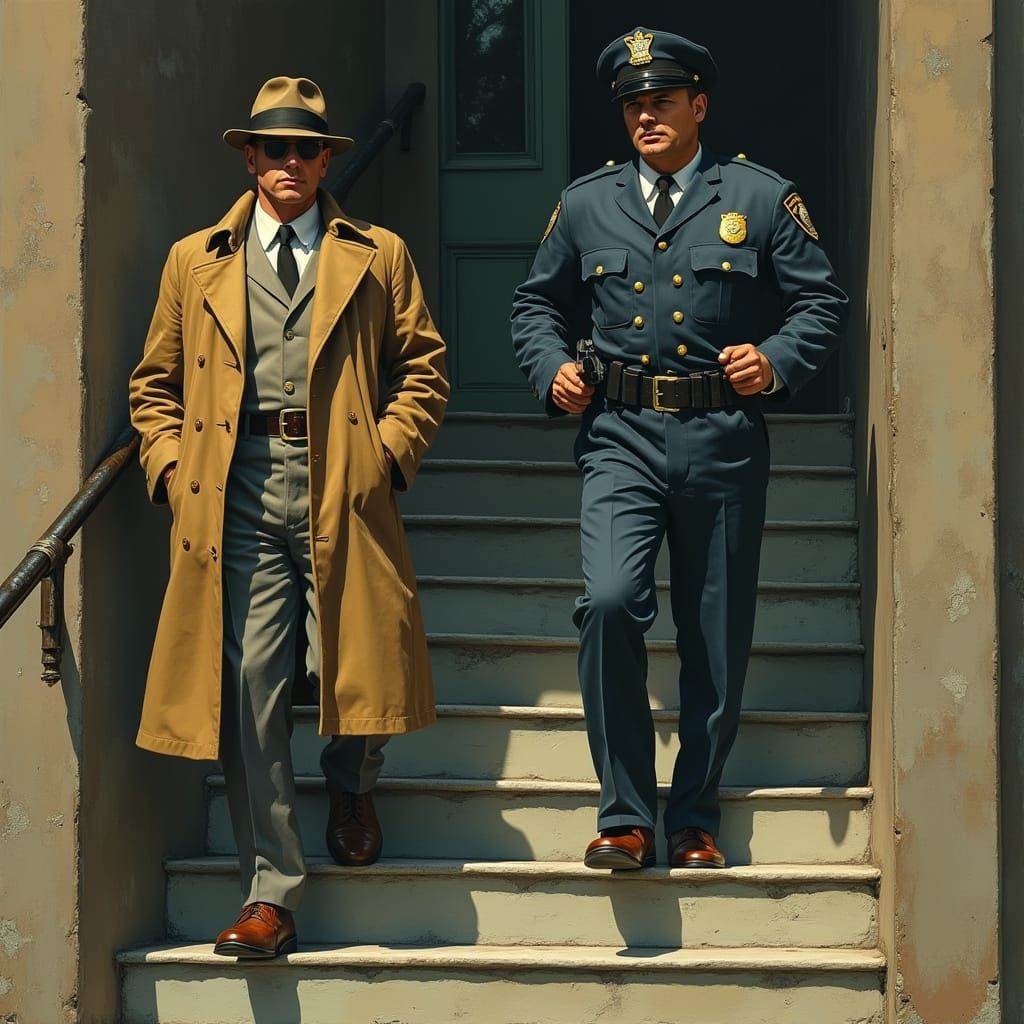 1950s Detectives in Mansion, Noir Style