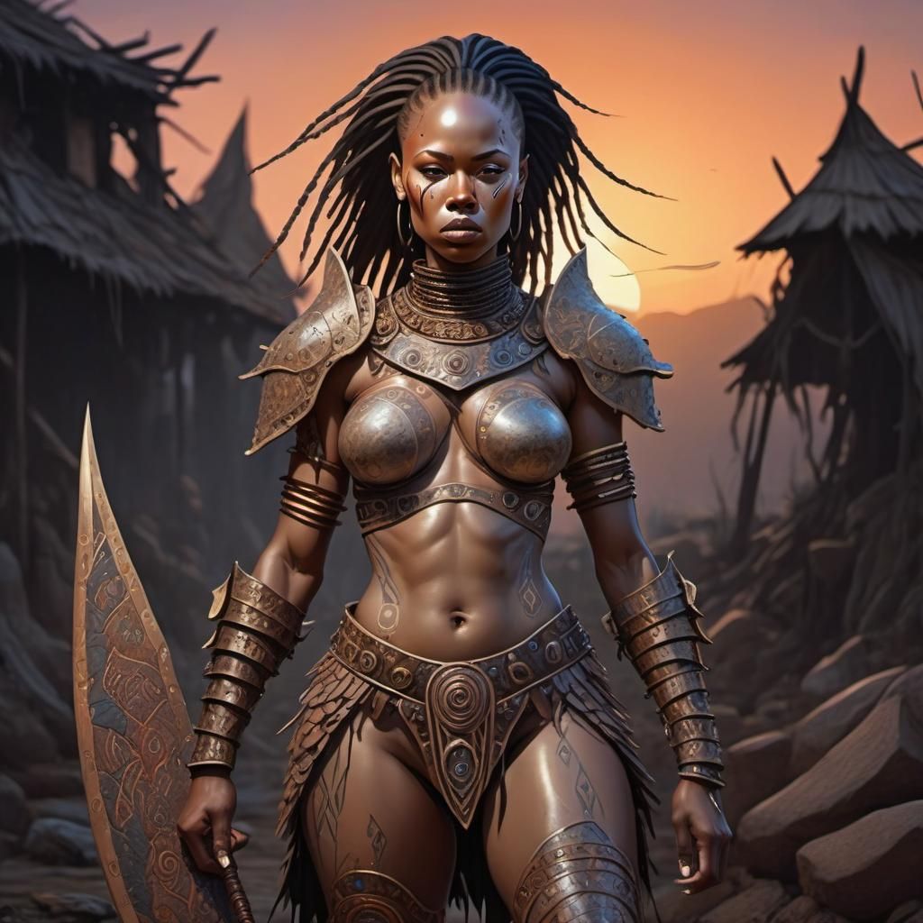 Fantasy Warrior Woman in Digital Art Style