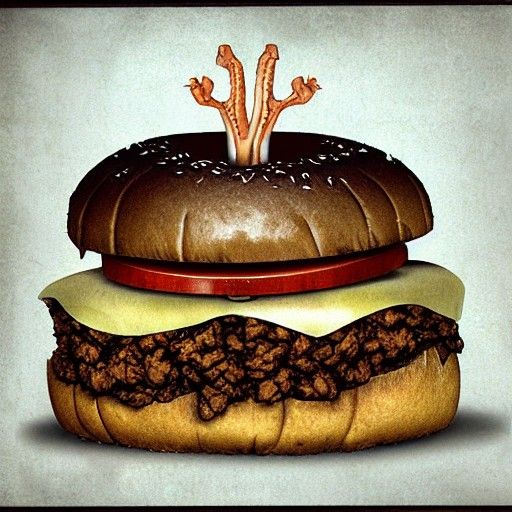 Biomechanical Hamburger in Giger Style