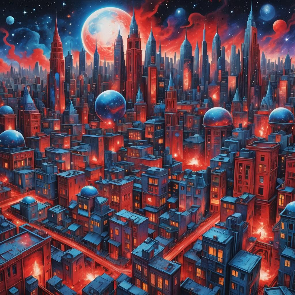 Ethereal Graffiti: Urban Mural with Cosmic Themes