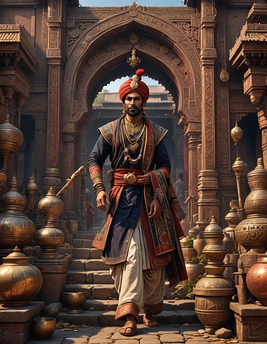 Bihari Cultural Motifs: A Fantastical Detailed Painting