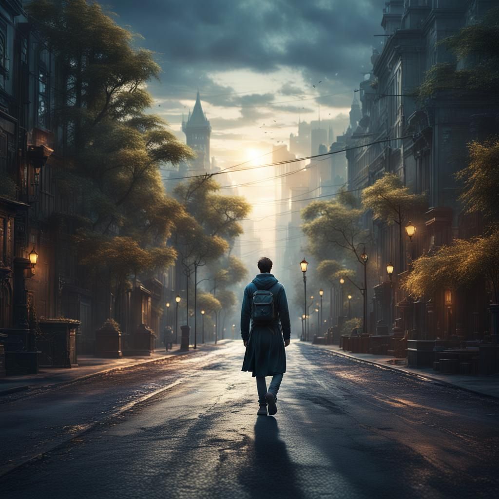 Heavenly Light on Lonely City Street