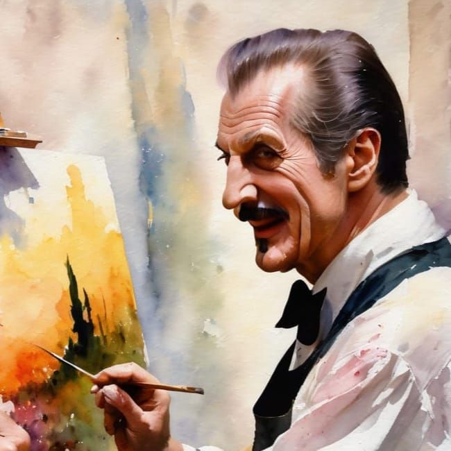 Impressionistic Watercolor of a Painter at Easel