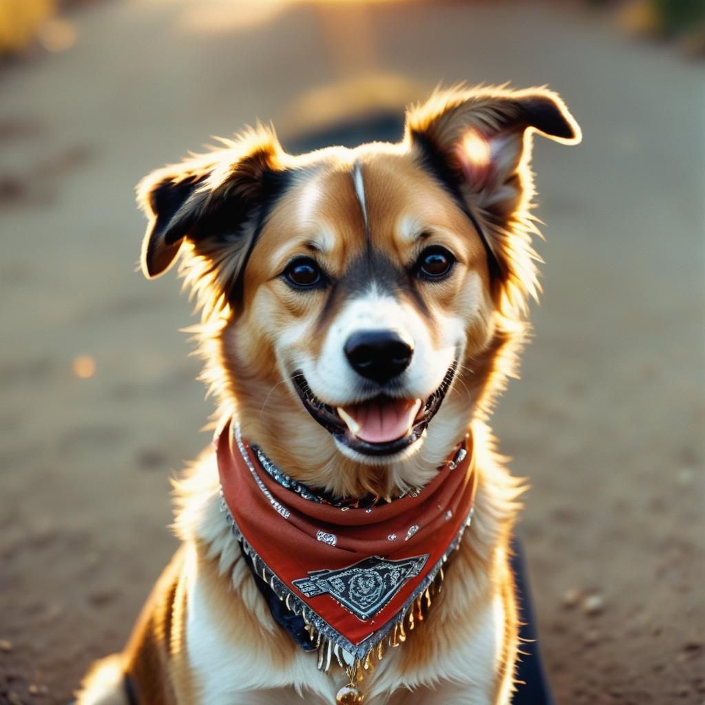 Smiling Dog in Wes Anderson Style Film Still