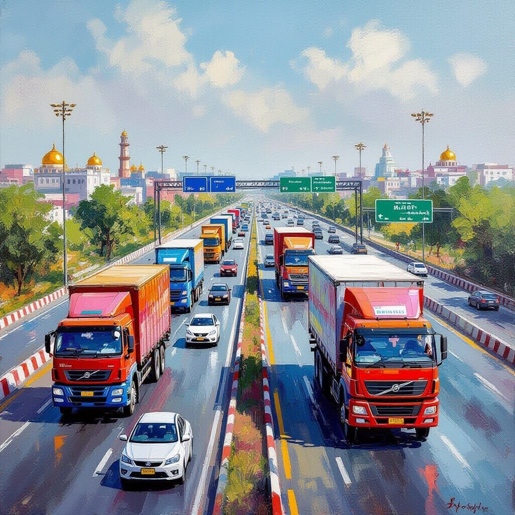 Vibrant Indian Highway with Modern Infrastructure