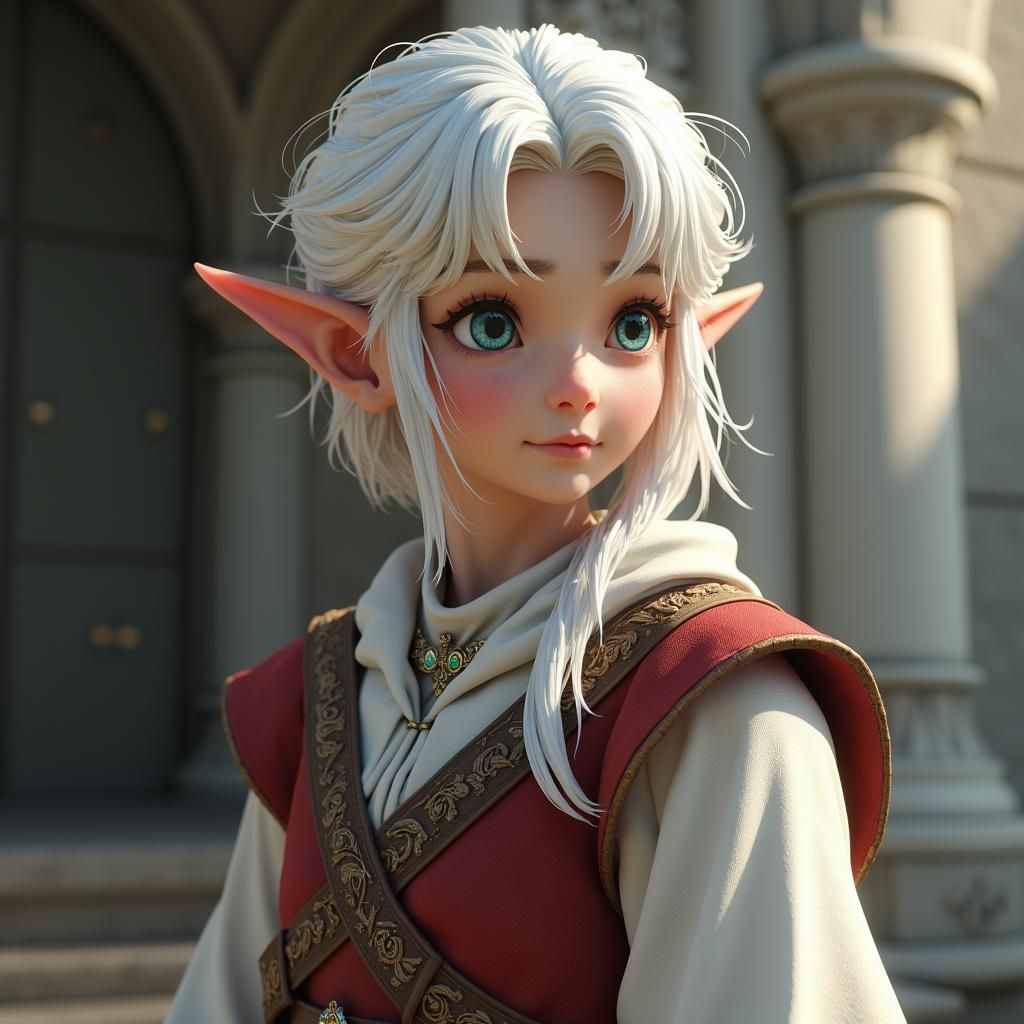 Renaissance Elf: Detailed 3D Anime Art