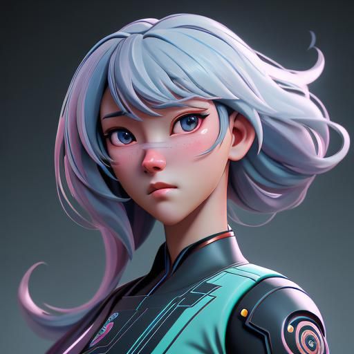 Looner as Human: 3D Anime Concept Art