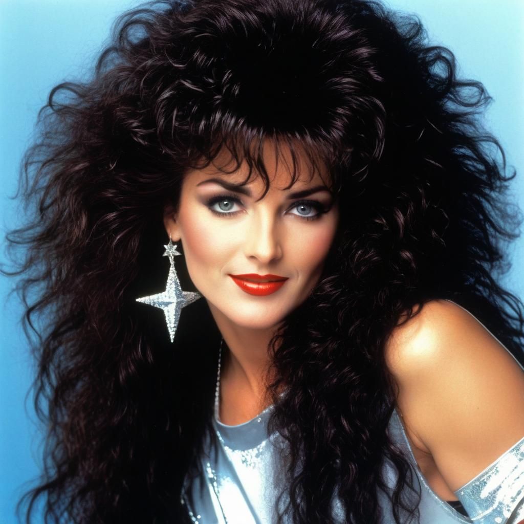 Glamorous 80s Mullet Hairstyle with Star Earring