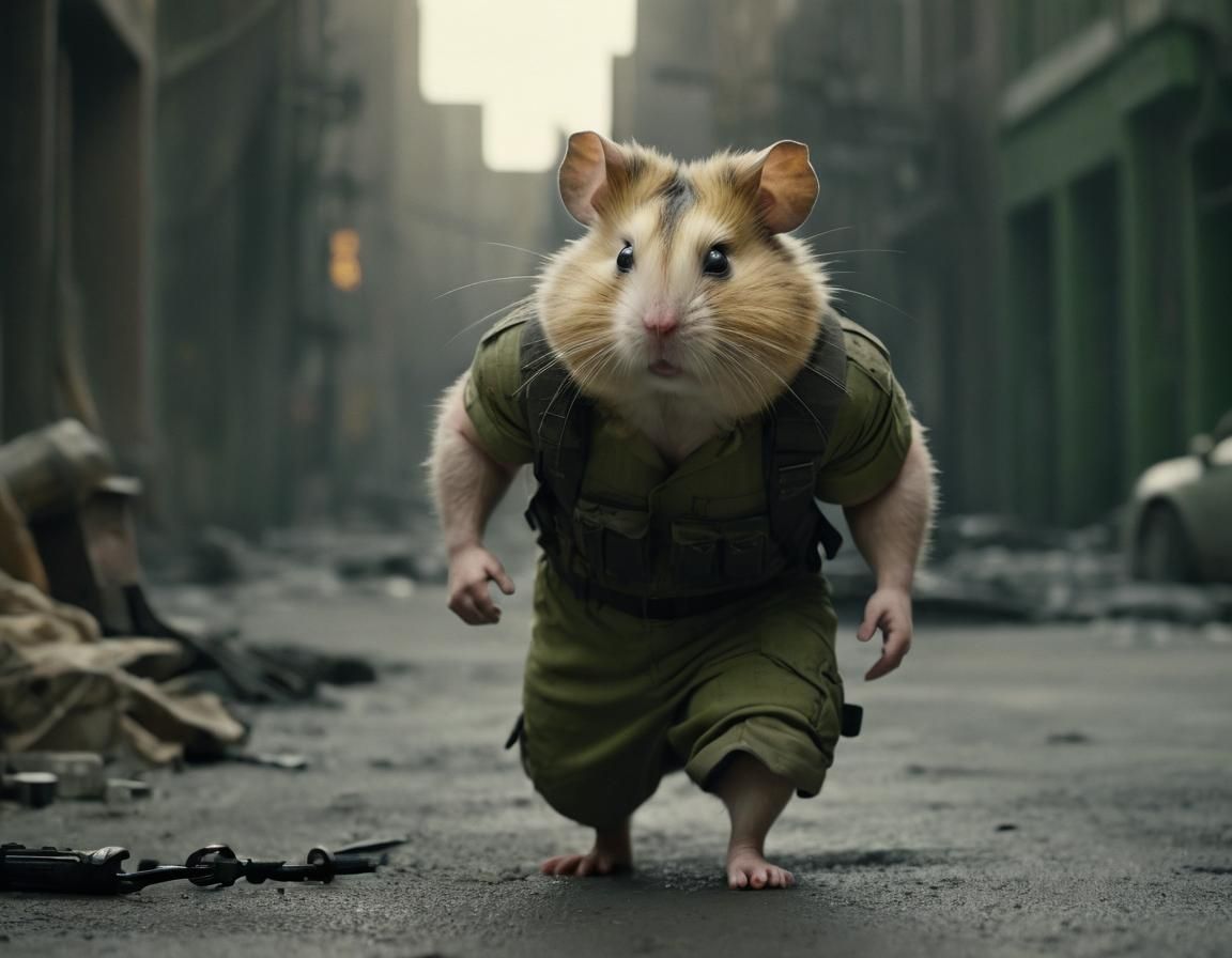 Tough Hamster Soldier Traverses Apocalyptic Wastes