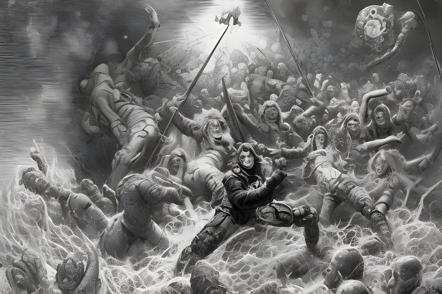 Titanomachy - Titans fighting the Olympians 'reversed text Art'