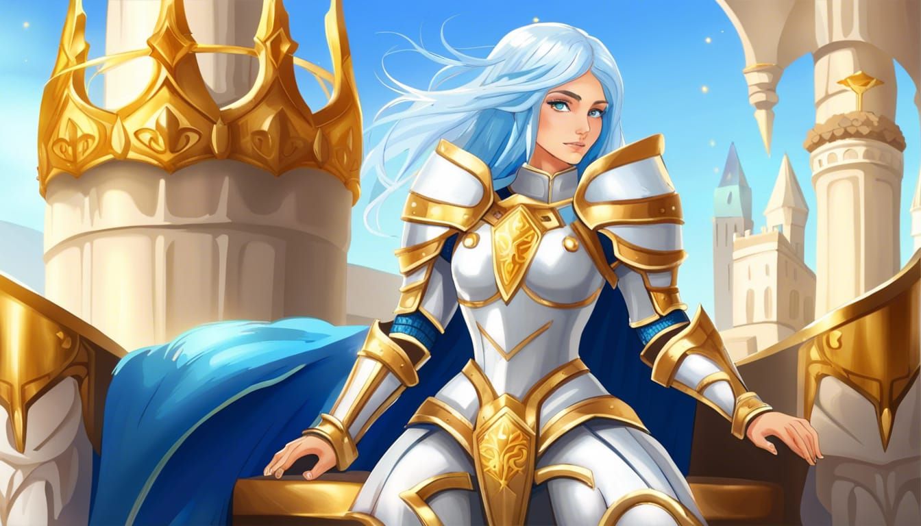 Noble Knight with Magical Powers on Throne