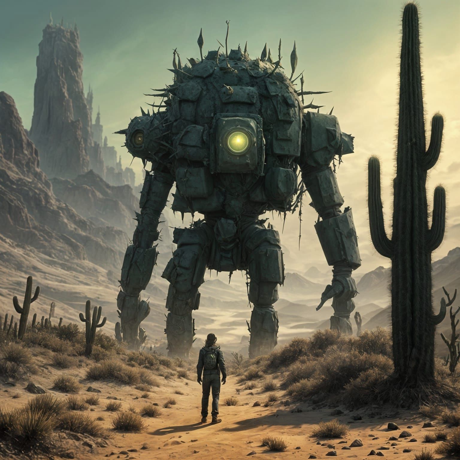 Hyperrealistic Cactus Warrior Defends Against Predators