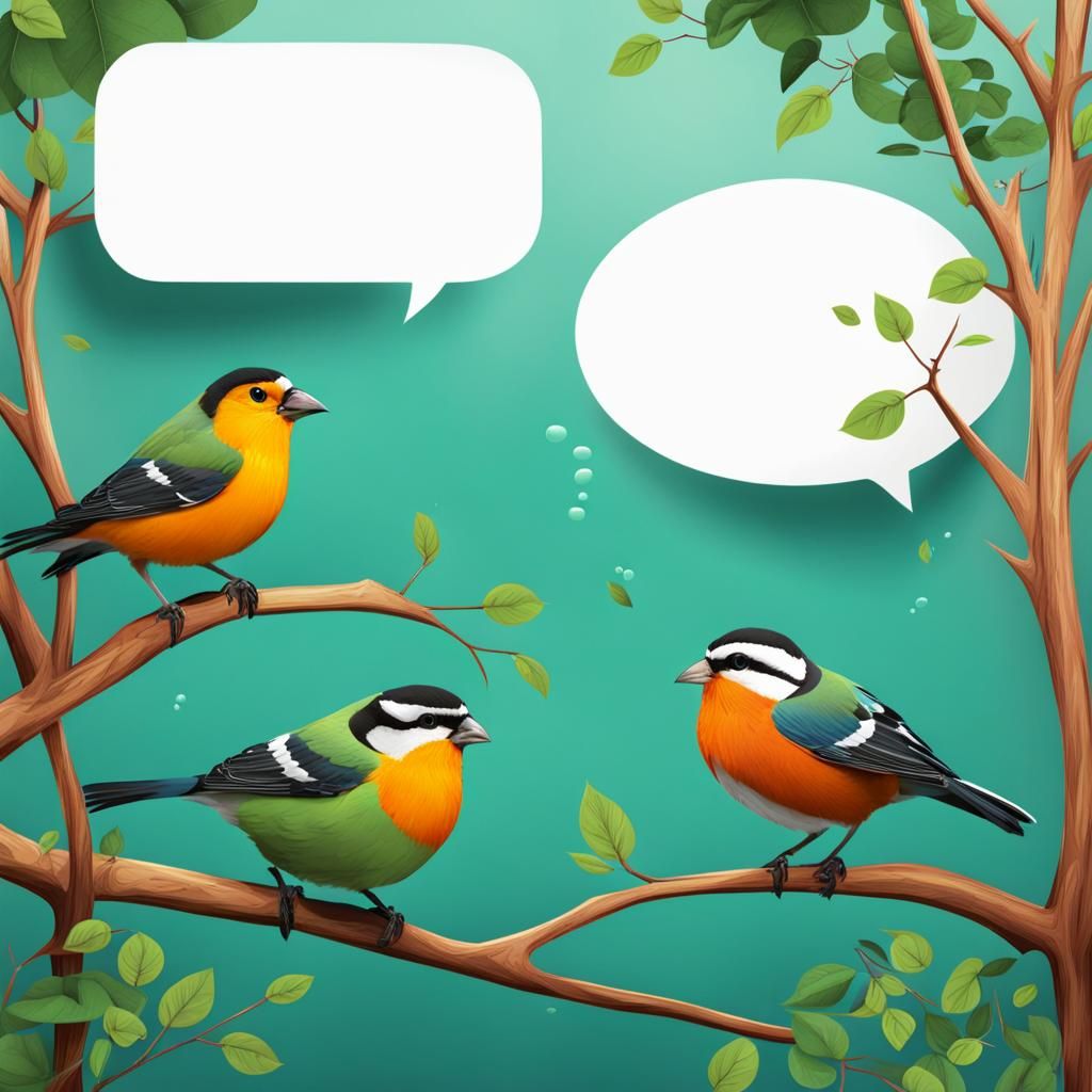 Animated Birds Chatting on a Leafy Tree