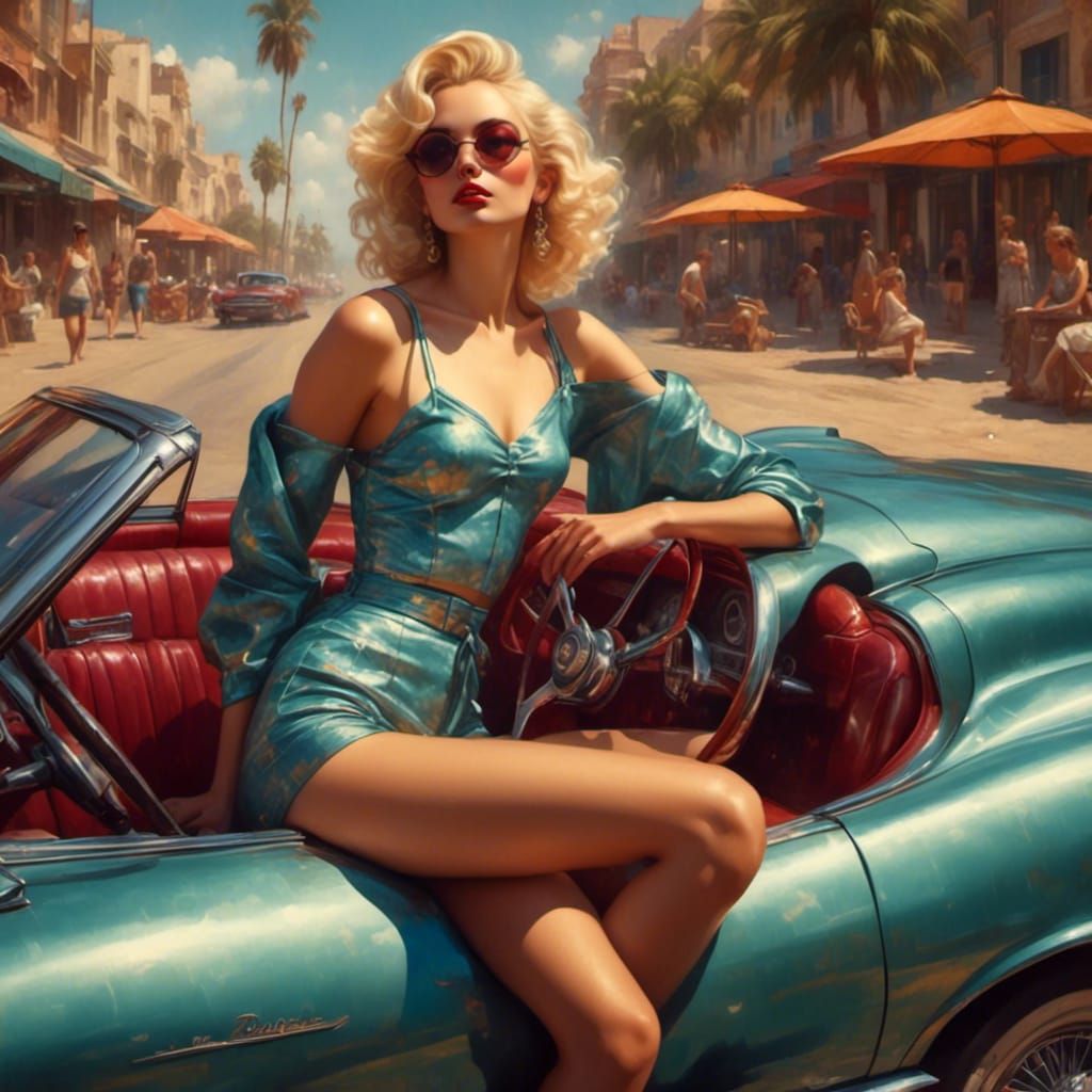 Marilyn Monroe Retro Pin-Up Portrait in Hyperrealism Style