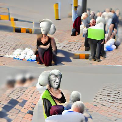 Two-Headed Woman Begging: 8k Resolution Surrealism
