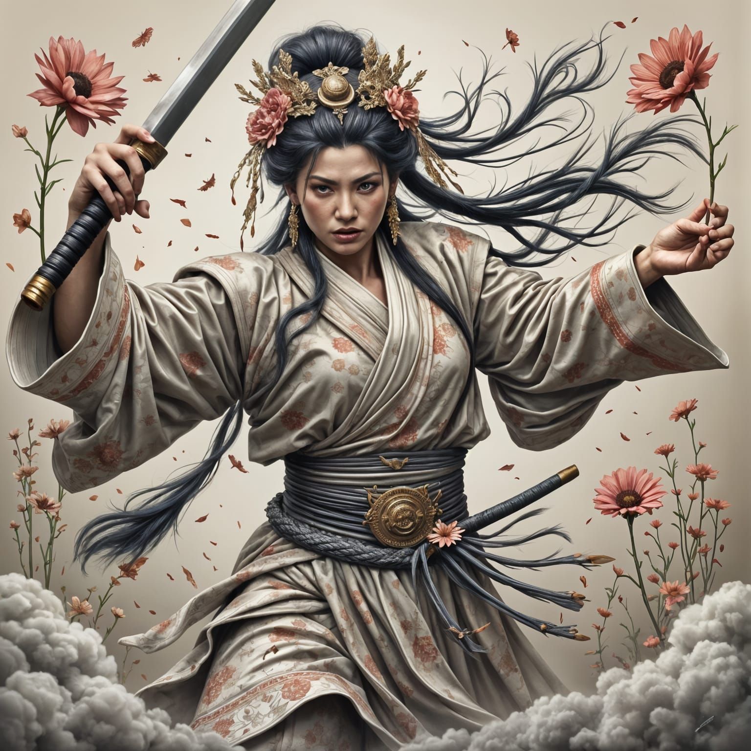 Fierce Oriental Beauty Unleashes Fury in Charcoal-Inspired A...