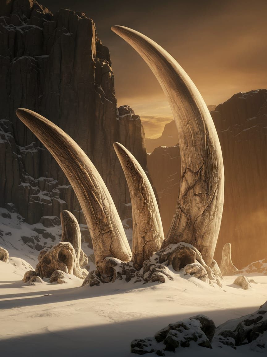 Epic Fantasy Landscape with Ancient Fossilized Bones