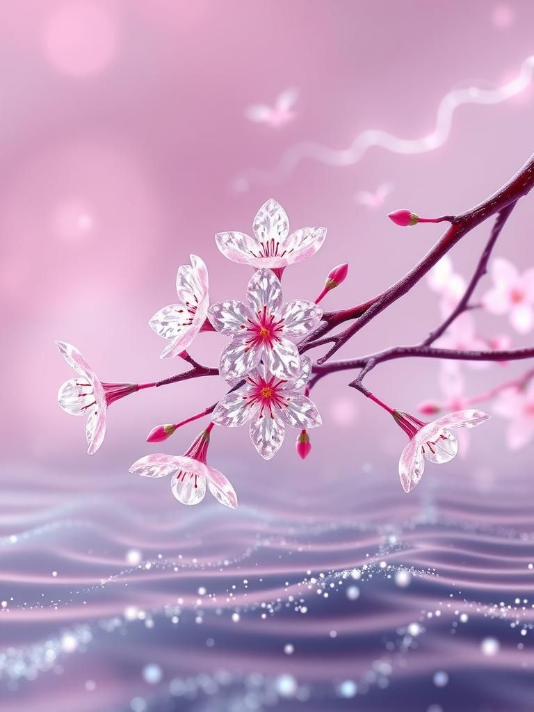 Diamond Cherry Blossom in Abstract Fractal Style