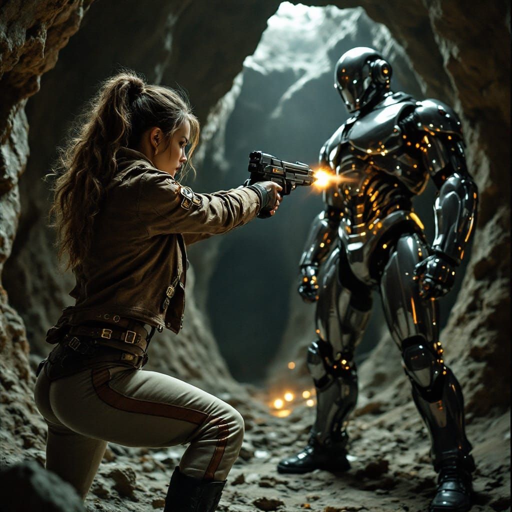 Sci-Fi Warrior in High-Tech Catacomb, Ridley Scott Style