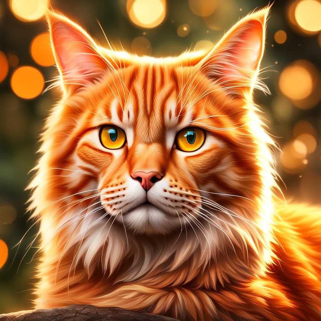 Realistic Orange Tabby Cat Digital Art