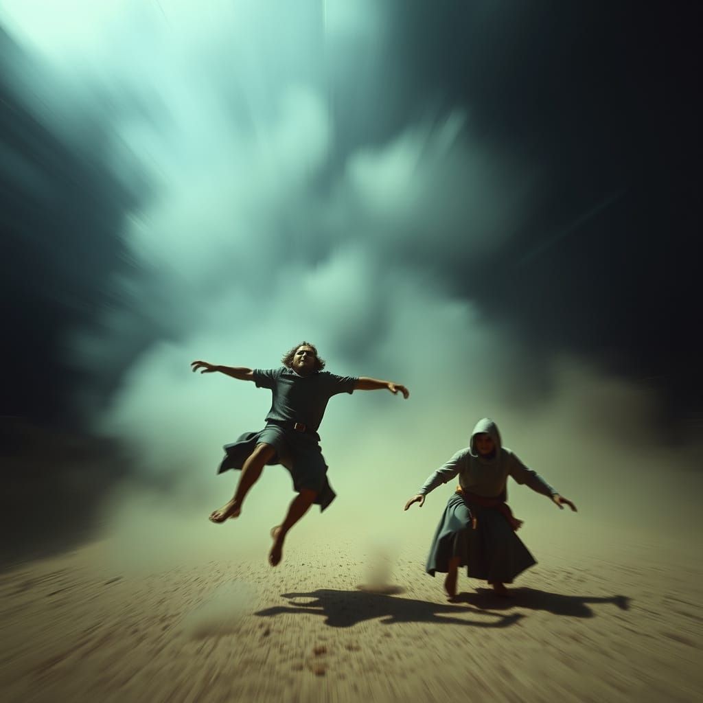 Dramatic Landing Scene in a Cinematic Style