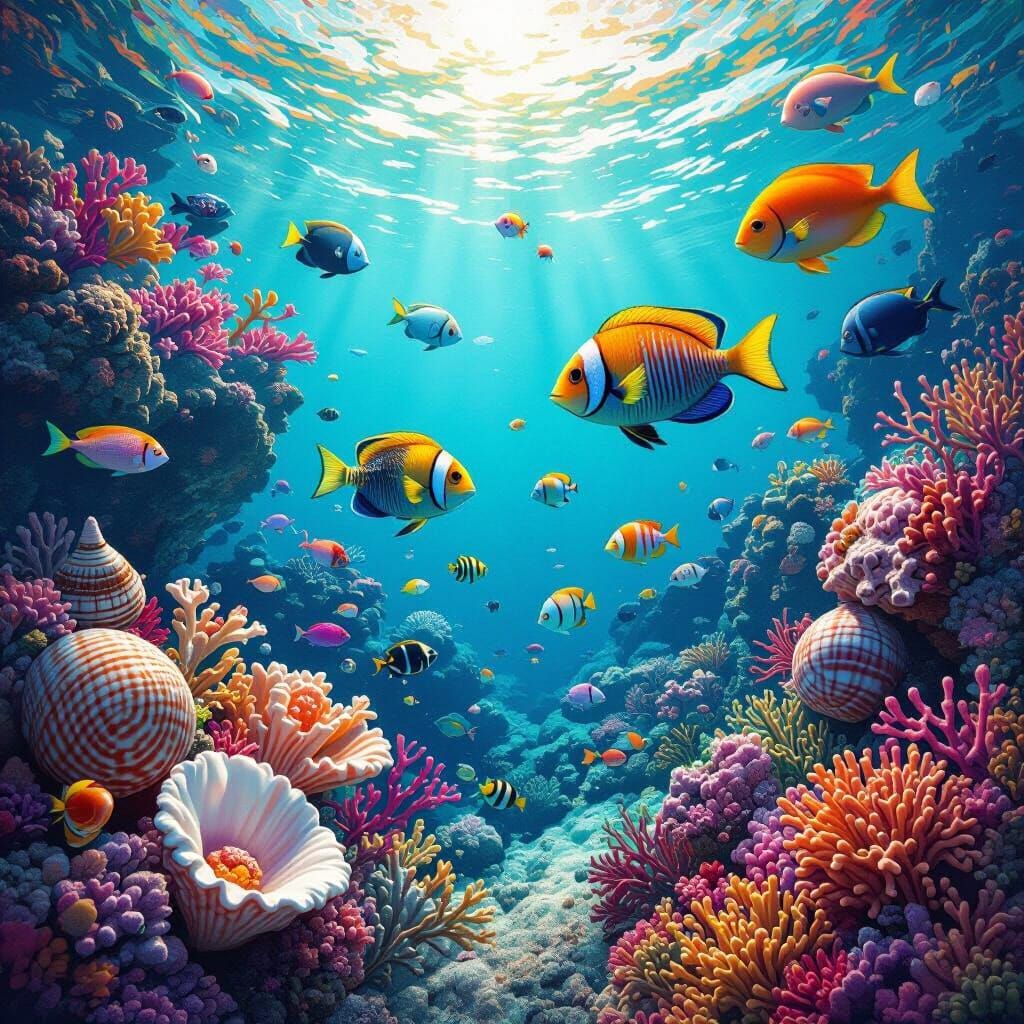 Underwater Paradise: Colorful Coral Reef and Marine Life