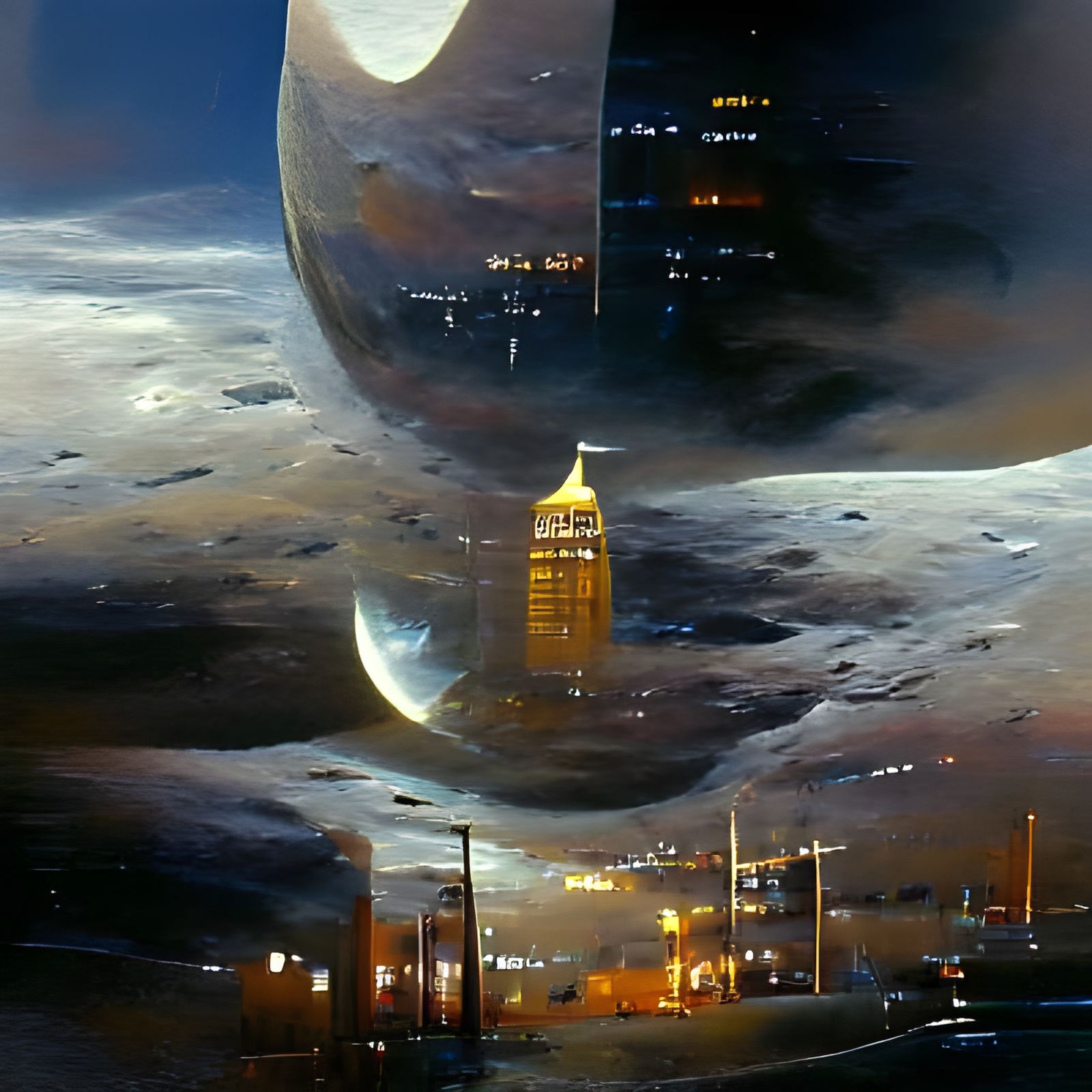 Lunar Metropolis: City on the Moon as Oil Painting