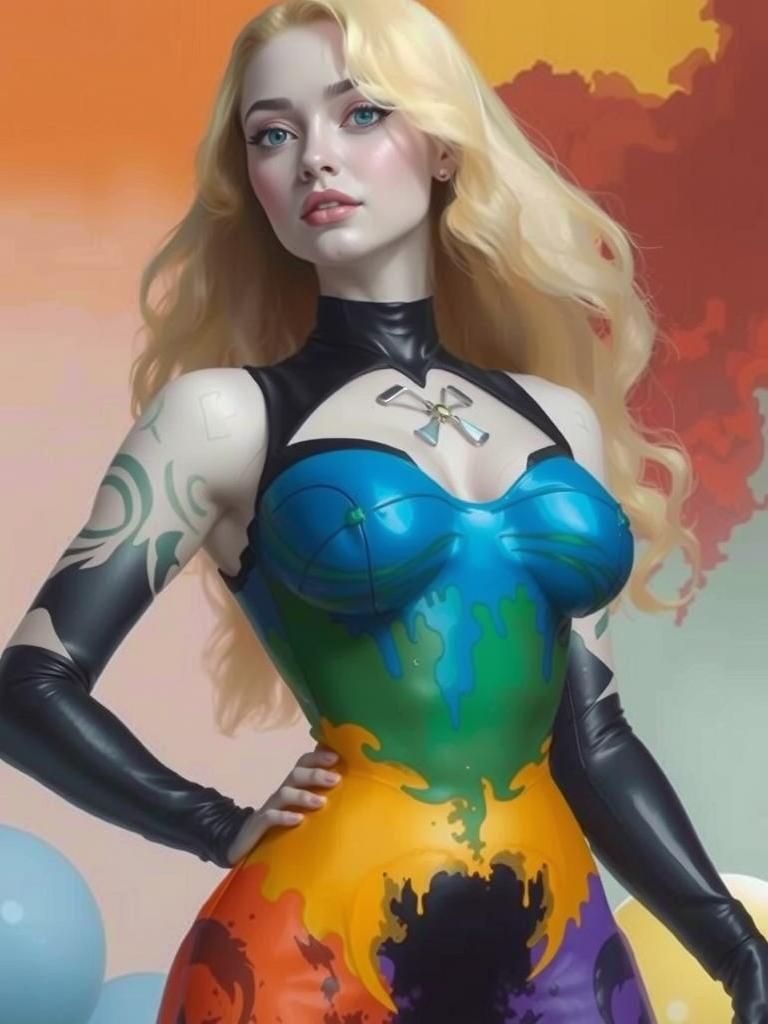 Vibrant Dreamscape in Cubist Style with Neon Hues