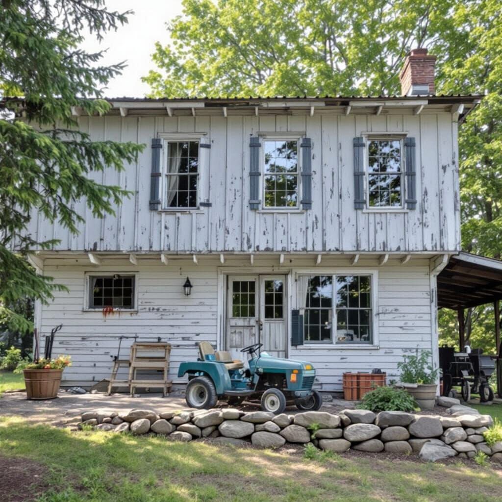 Renovated House with Rustic Barn Wood and Blue-Grey Siding