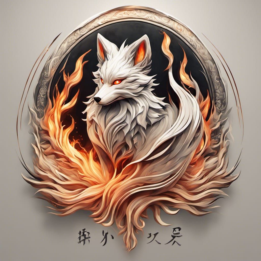 Fiery Nine-Tailed Fox Logo in Modern Style