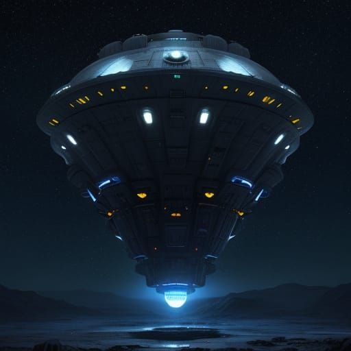Alien Mothership on Moon: Digital Concept Art