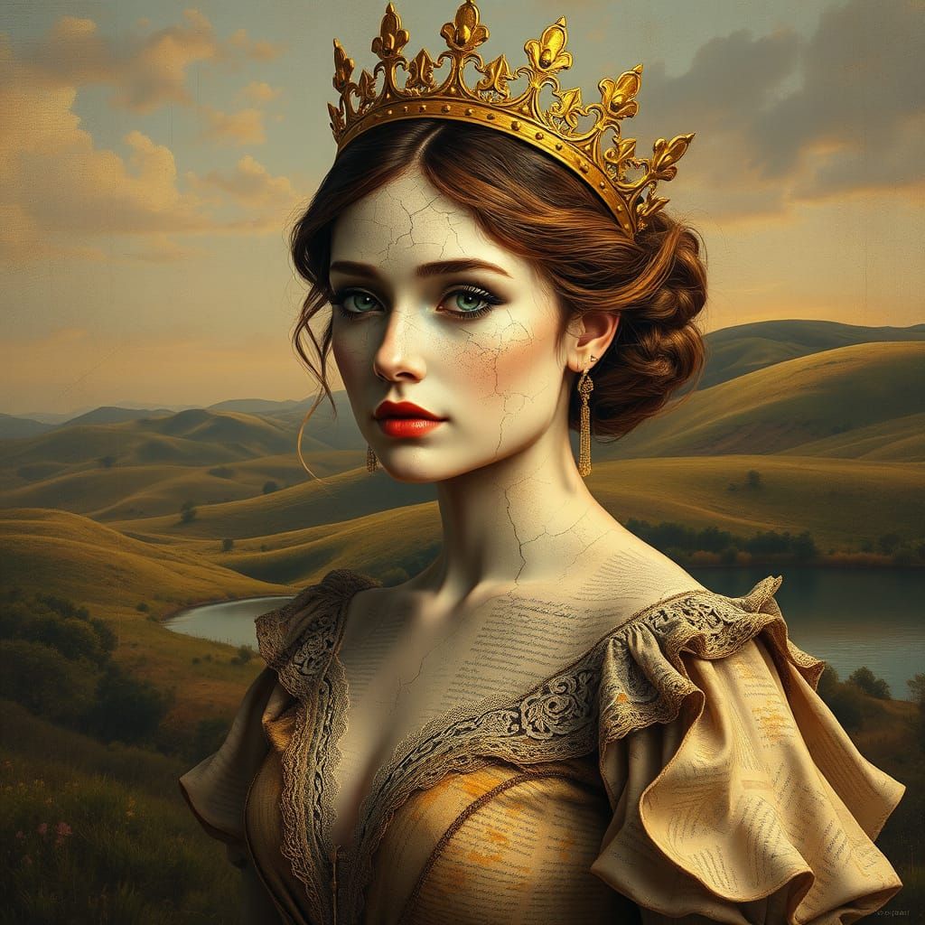 Golden Goddess Amidst Vintage Whispers