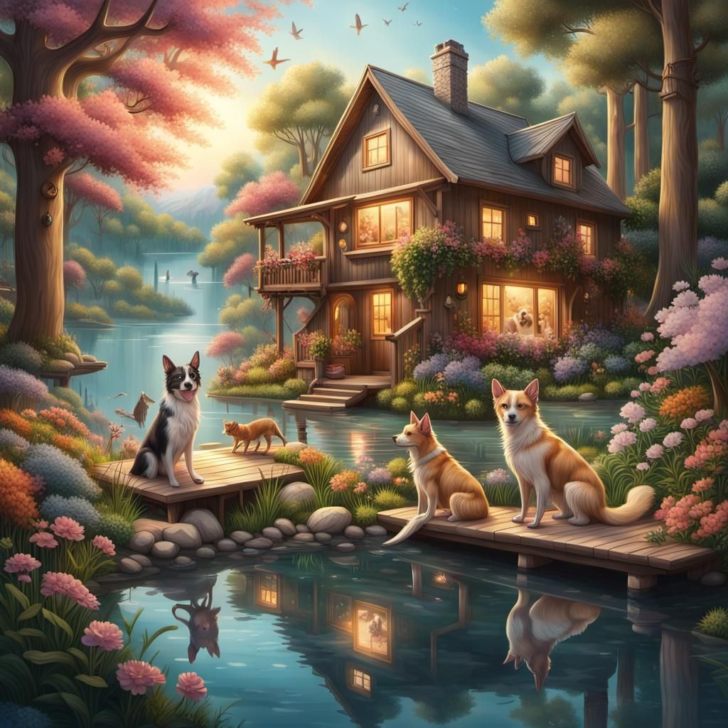 Idyllic Forest Home with Rescue Pets