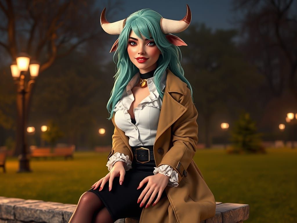 European Lady with Cow Features in 3D Digital Art