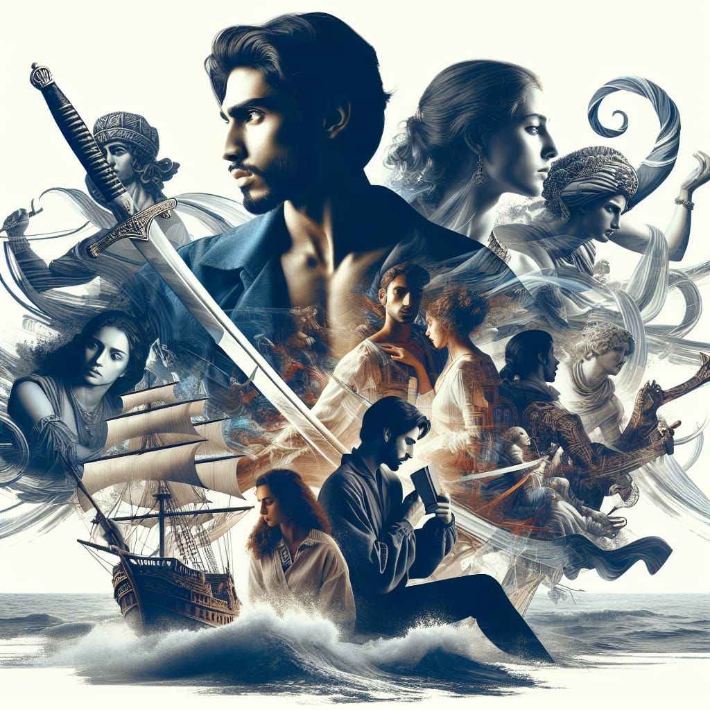 Complex Double Exposure Fantasy Artwork of Lovers