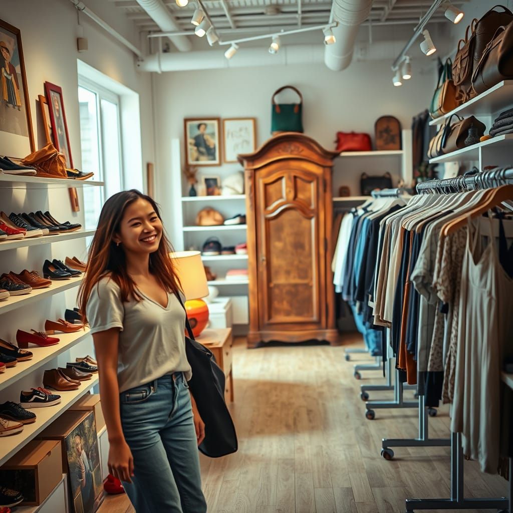 Inviting Second-Hand Store Entrance in Modern Style