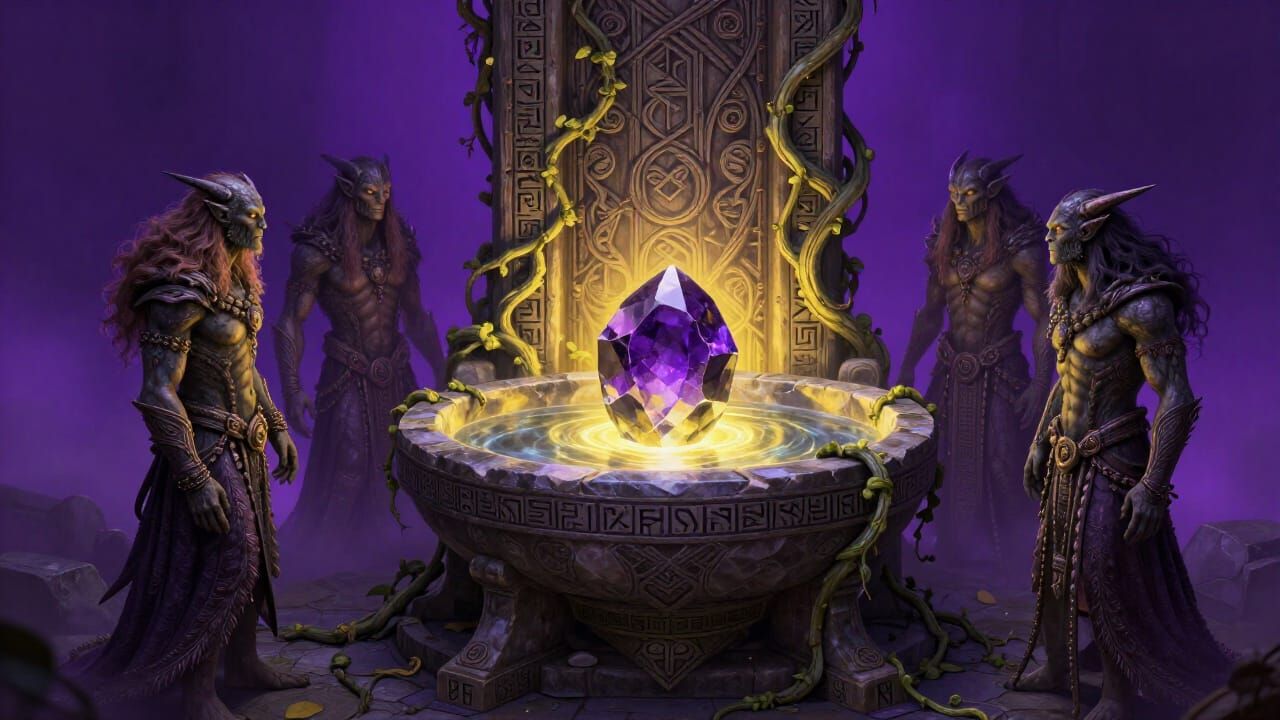 Dark Fantasy Thri-keen Guard Portable Altar with Gemstone