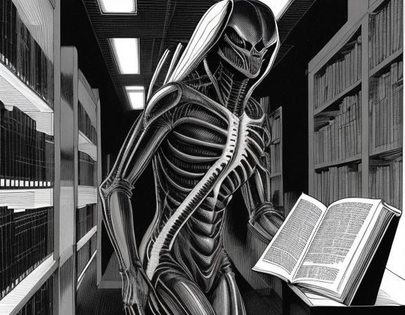 Xenomorph Librarian in Alien Library