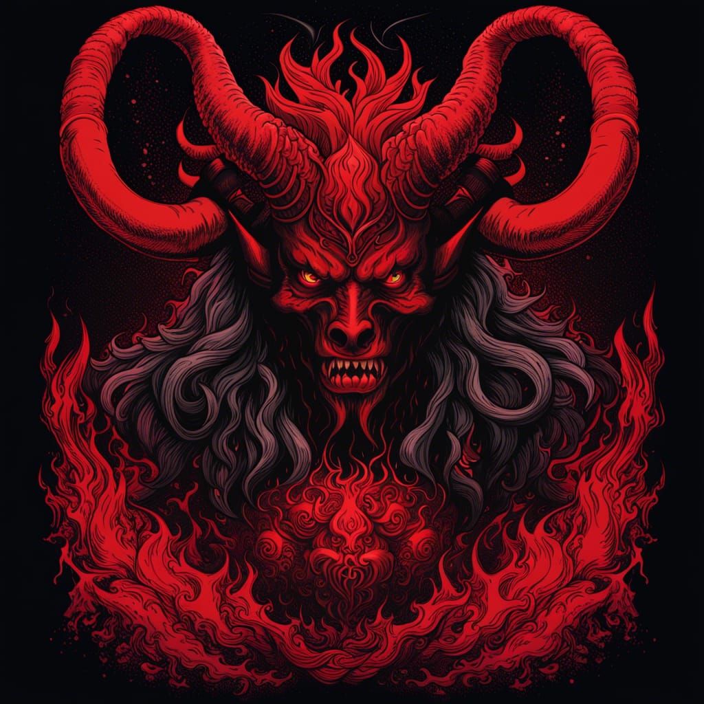 Detailed Illustration: Male Demon in Dark Fantasy Style
