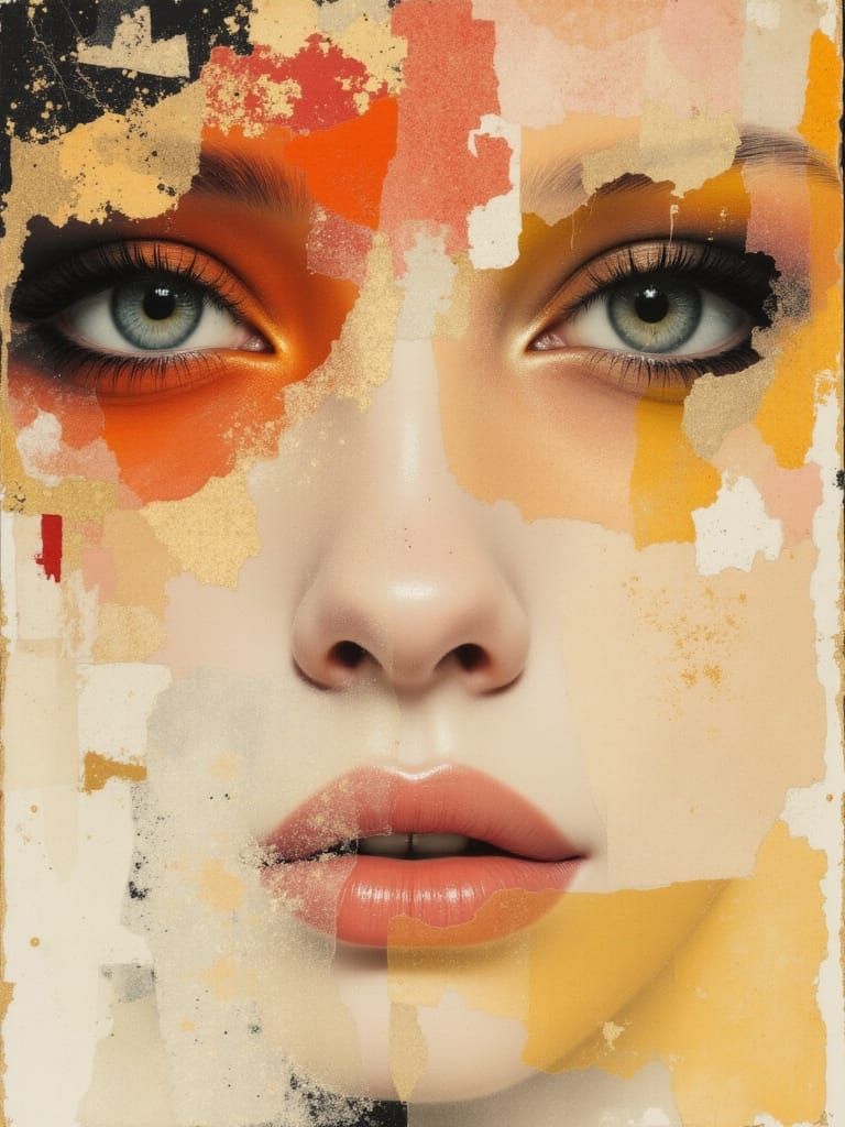 Dreamlike Portrait with Watercolor Orange Peel Details