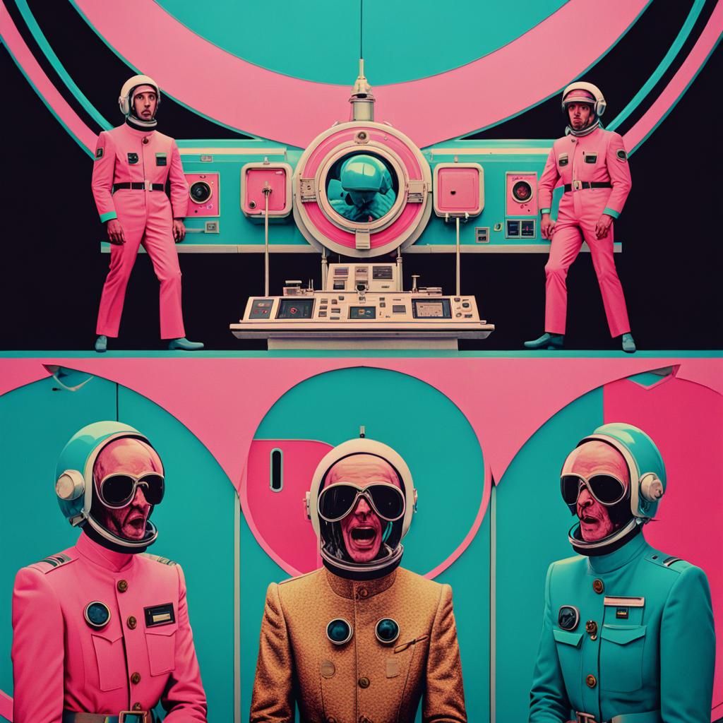 Retro Sci-Fi Sitcom Scene in Pop Art Style